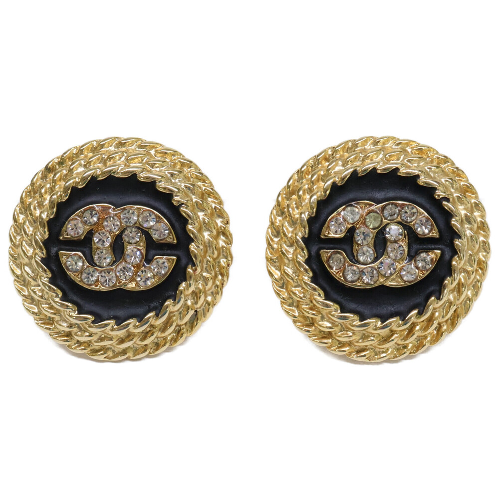 CHANEL Black Logo Earrings